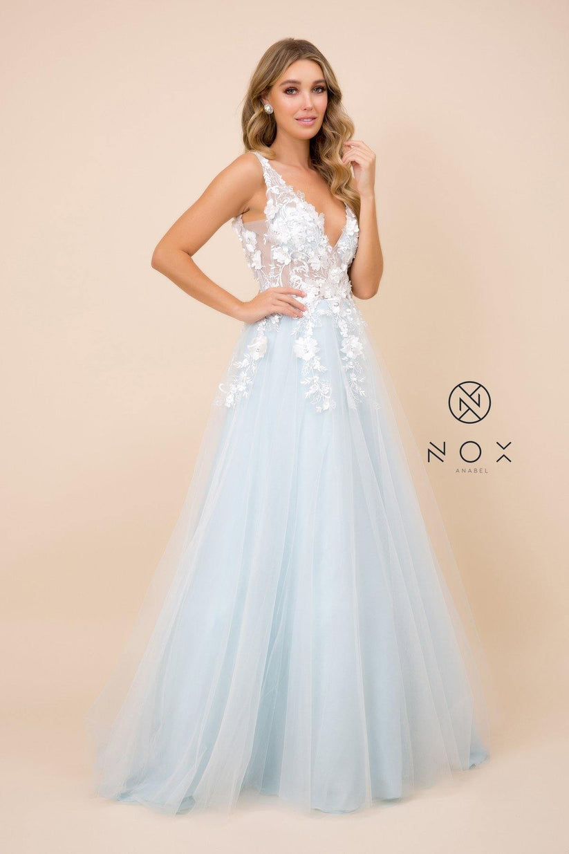 Light Blue Long Prom Dress Formal Evening Gowns main image 1