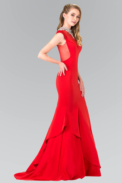 Prom Long Formal Dress Cap Sleeve Mermaid Gown - The Dress Outlet Elizabeth K