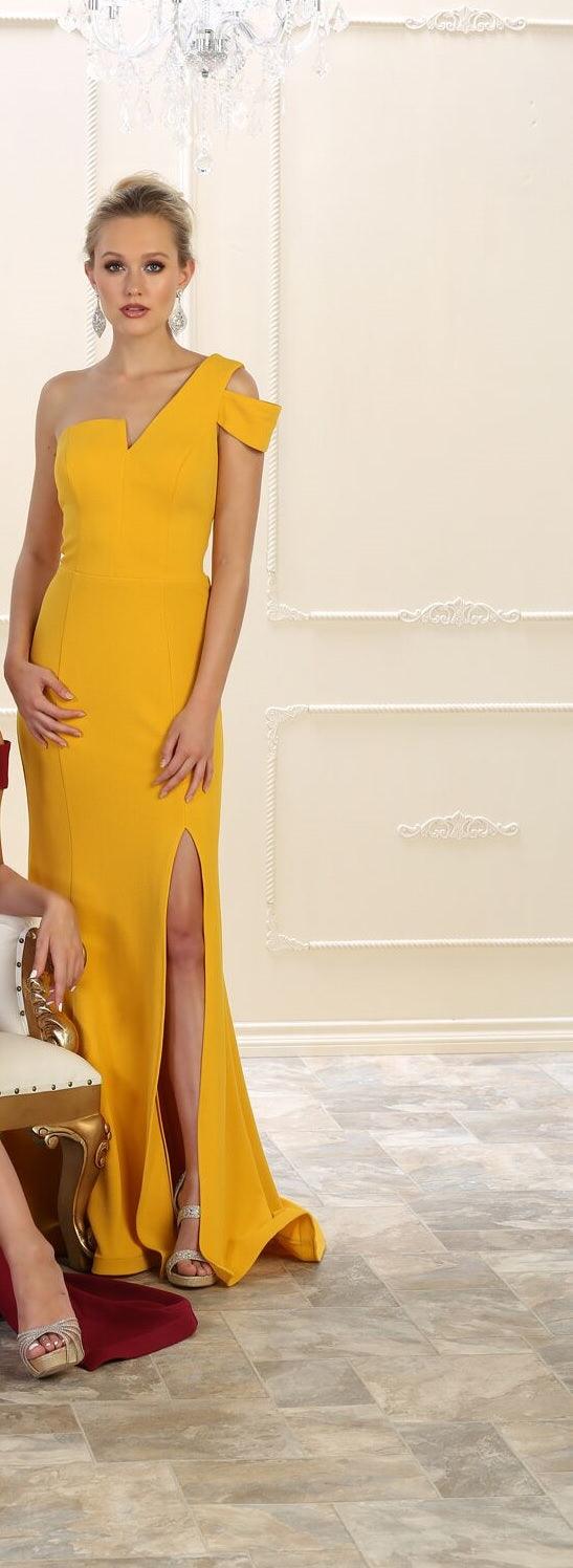 Prom Long Formal Dress Evening Gown One Shoulder - The Dress Outlet May Queen