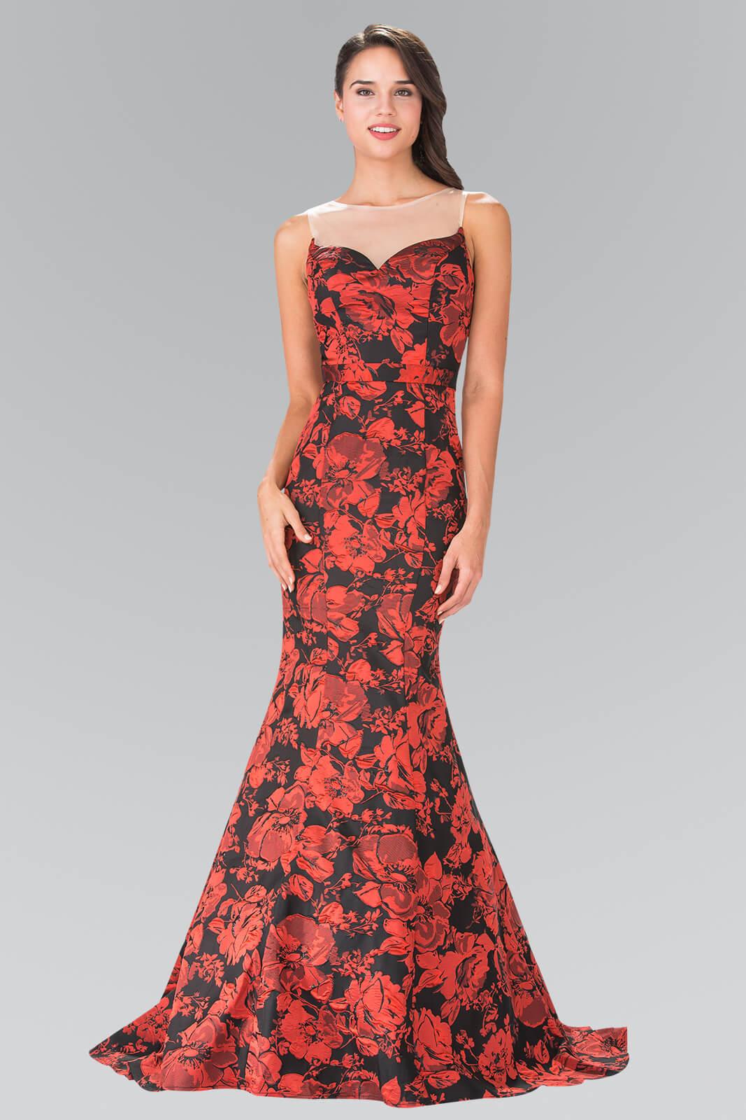 Prom Long Formal Dress Floral Print Evening Gown - The Dress Outlet Elizabeth K