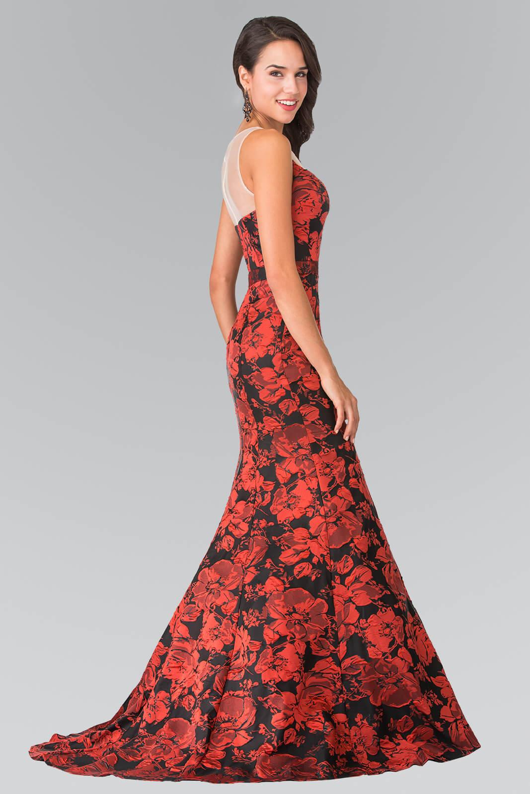 Prom Long Formal Dress Floral Print Evening Gown - The Dress Outlet Elizabeth K