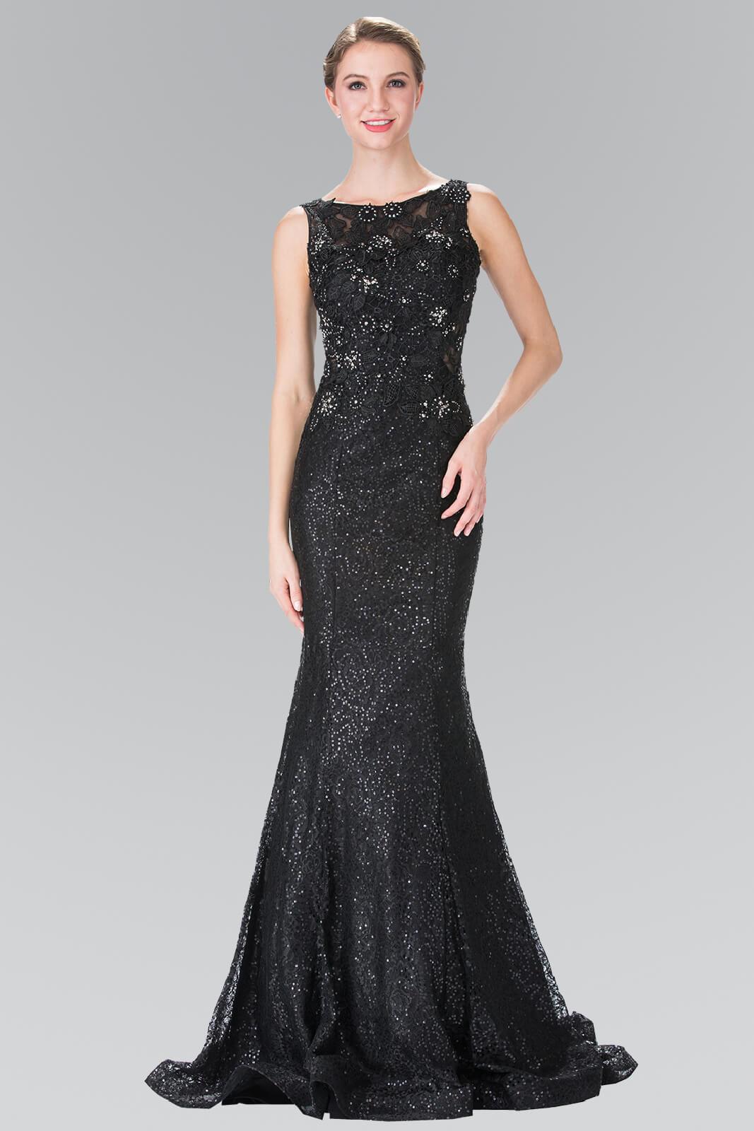 Prom Long Formal Dress Sequined Black Evening Gown