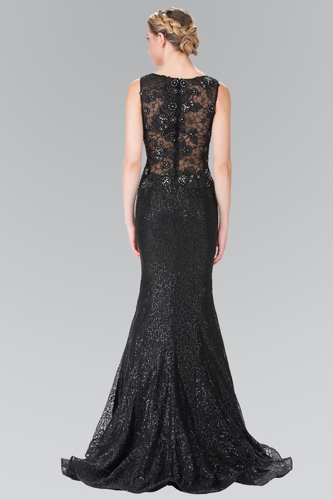 Prom Long Formal Dress Sequined Black Evening Gown
