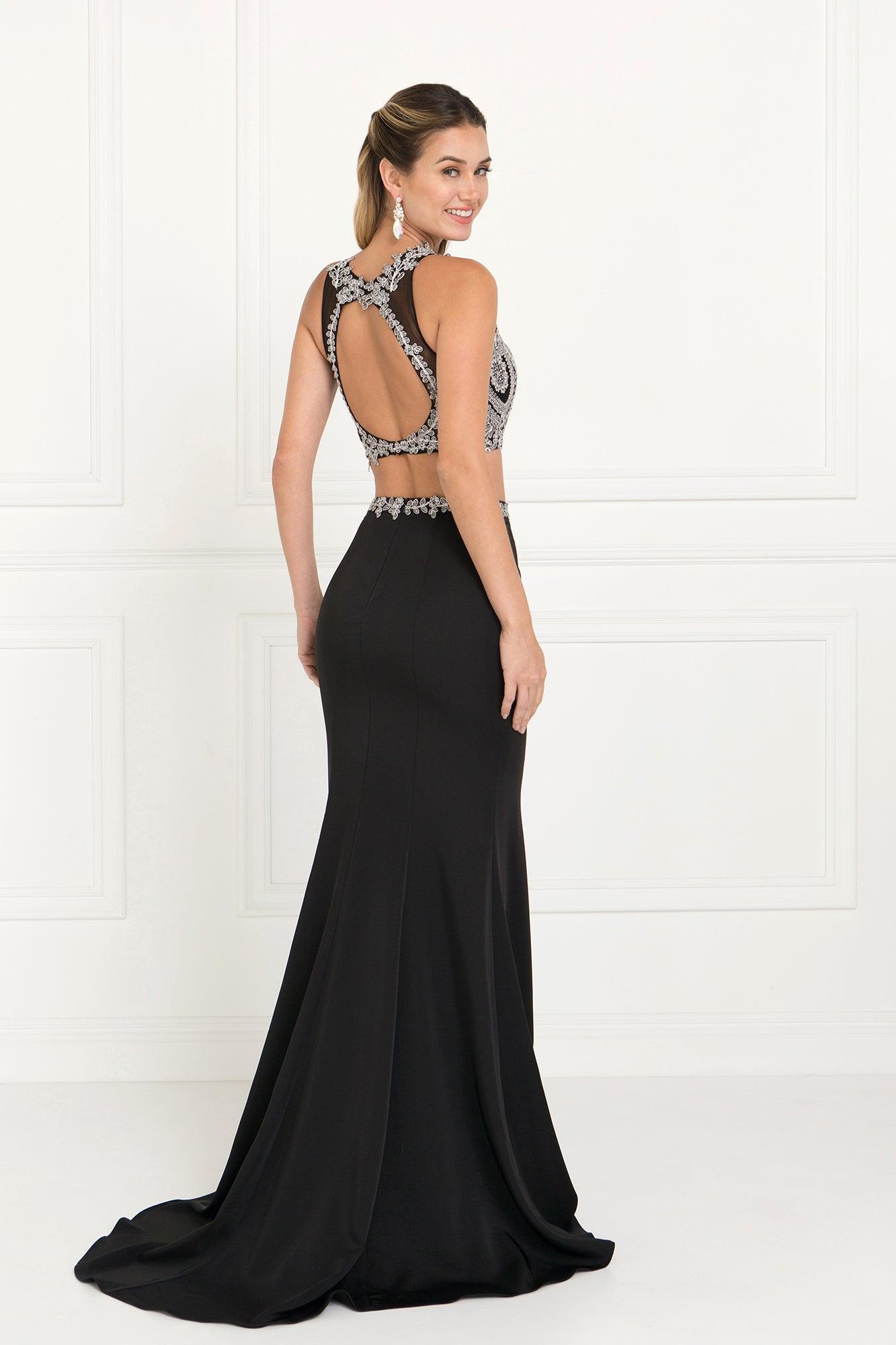 Prom Long Formal Dress Two Piece Halter Evening Gown | DressOutlet for ...