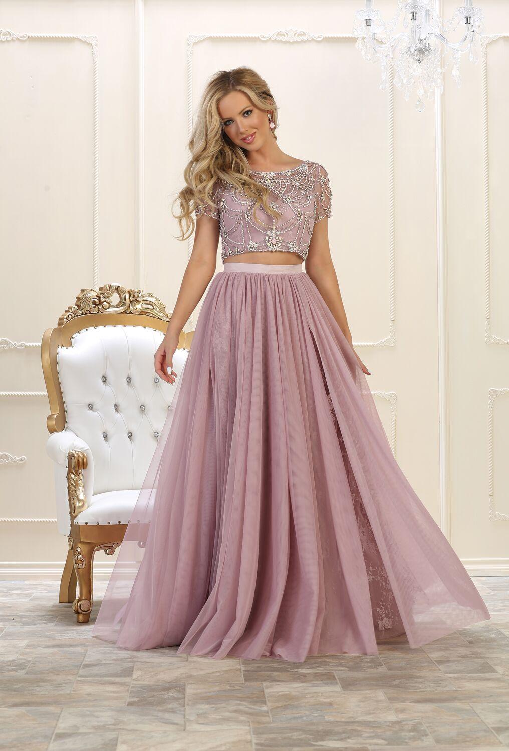 Prom Long Formal Dress Two Piece Set Gown - The Dress Outlet May Queen