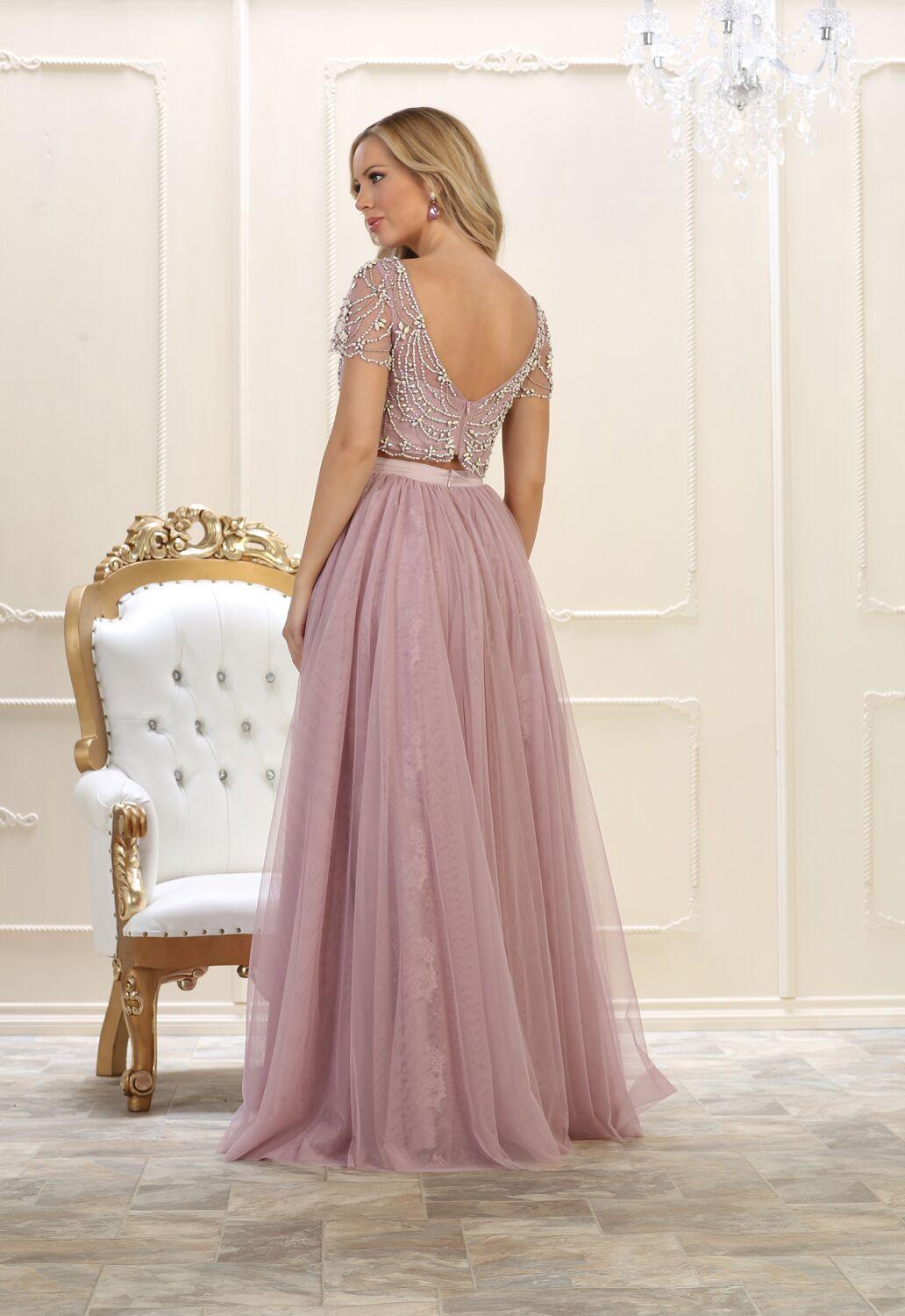 Prom Long Formal Dress Two Piece Set Gown - The Dress Outlet May Queen