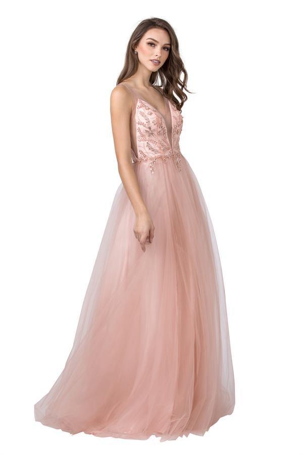 Prom Long Formal Embellished Bodice Ball Gown - The Dress Outlet