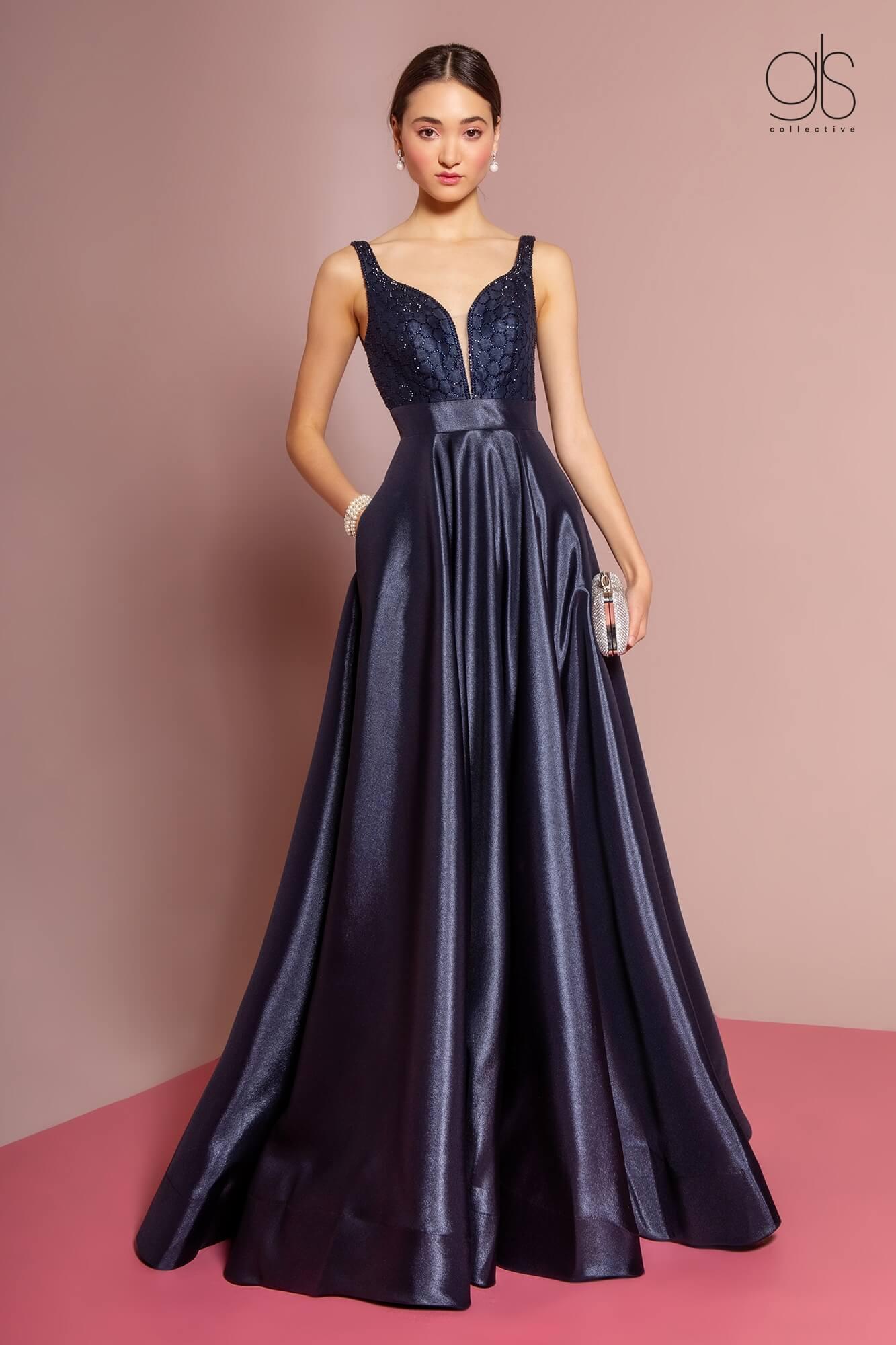 Prom Long Formal Evening Dress with Pockets - The Dress Outlet Elizabeth K