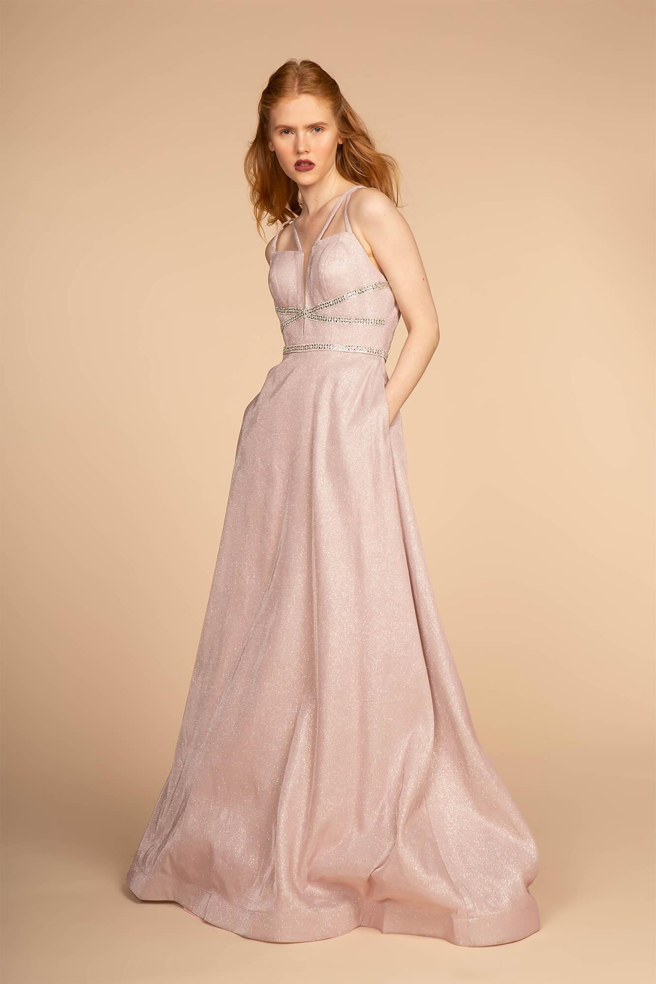 Prom Long Formal Evening Metallic Dress - The Dress Outlet Elizabeth K