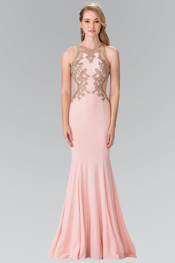 Prom Long Formal Fitted Halter Neck Evening Dress
