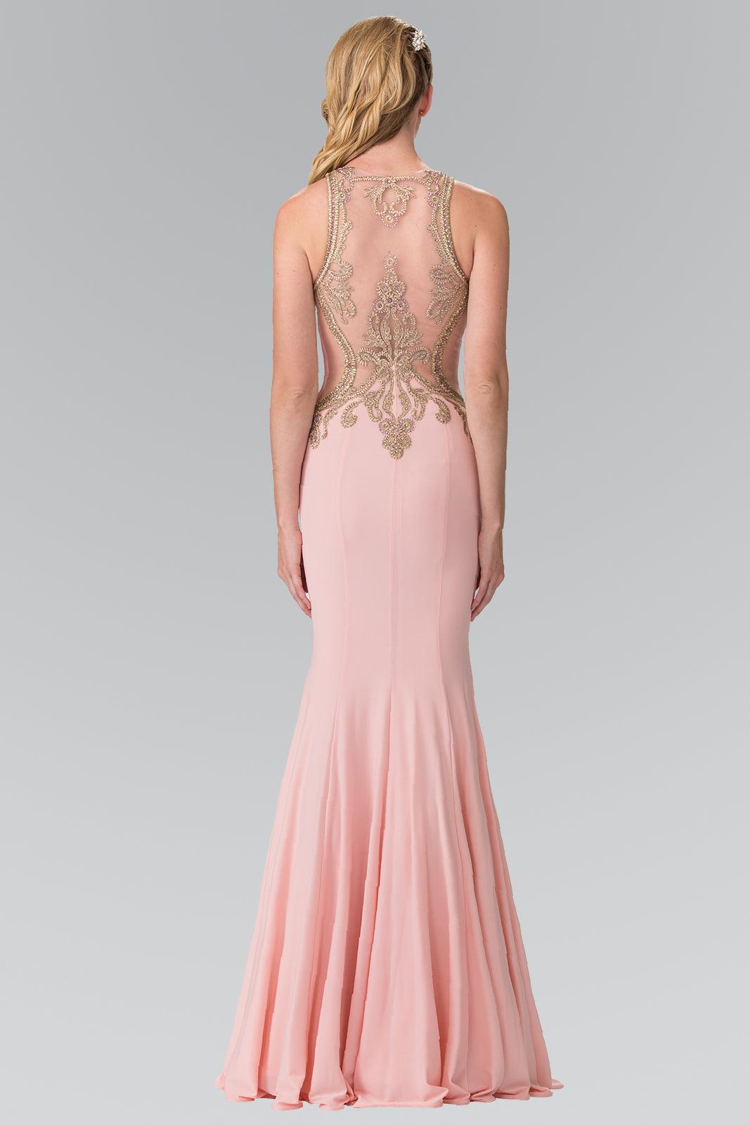 Prom Long Formal Fitted Halter Neck Evening Dress - The Dress Outlet Elizabeth K
