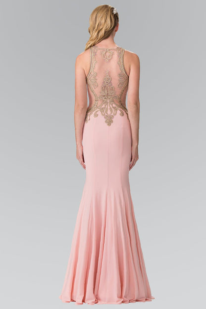 Prom Long Formal Fitted Halter Neck Evening Dress - The Dress Outlet Elizabeth K
