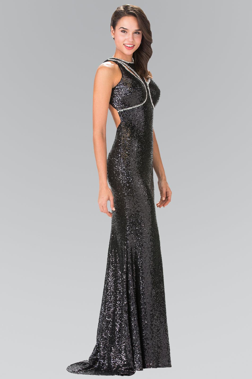 Black Prom Long Formal Halter Neck Trumpet Evening Dress