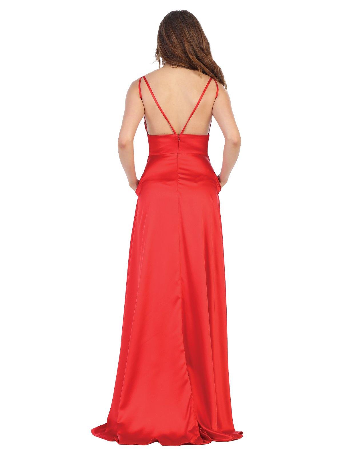 Prom Long Formal Satin High Slit Evening Dress - The Dress Outlet May Queen