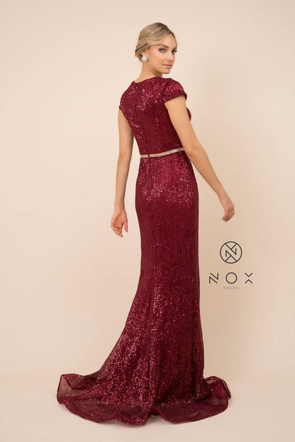 Prom Long Formal Sequined Mermaid Dress - The Dress Outlet Nox Anabel