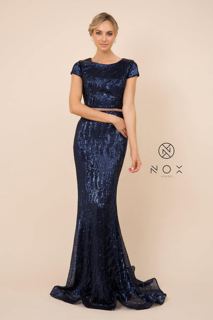 Prom Long Formal Sequined Mermaid Dress - The Dress Outlet Nox Anabel