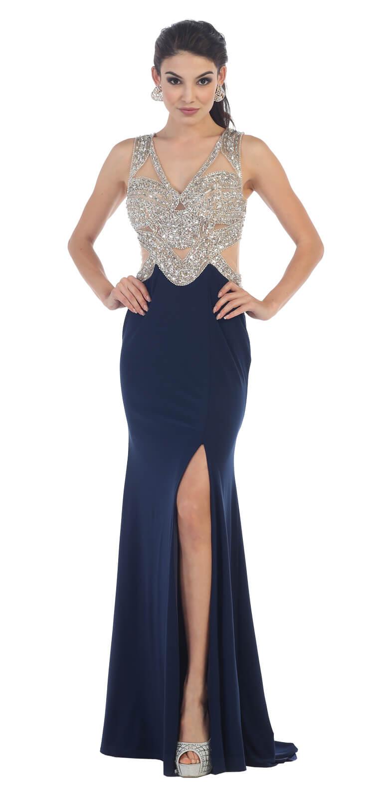 Prom Long Formal Sleeveless Dress Evening Gown - The Dress Outlet May Queen