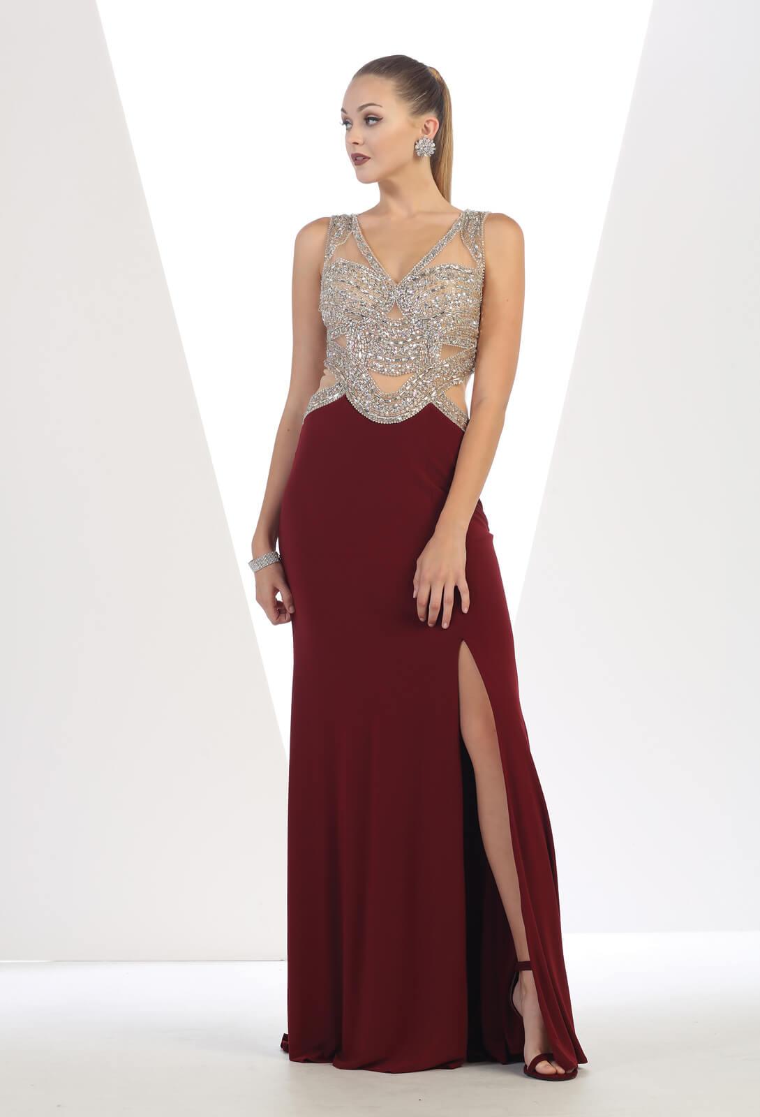 Prom Long Formal Sleeveless Dress Evening Gown - The Dress Outlet May Queen