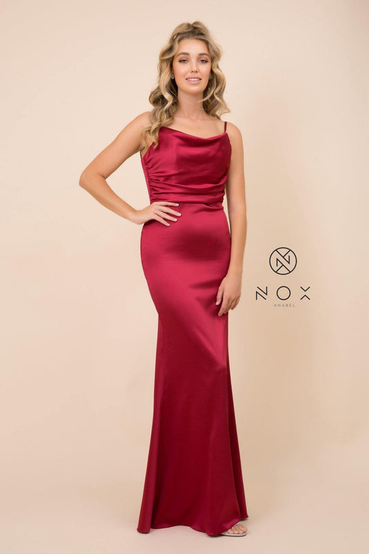 Prom Long Formal Spaghetti Strap Evening Gown - The Dress Outlet Nox Anabel