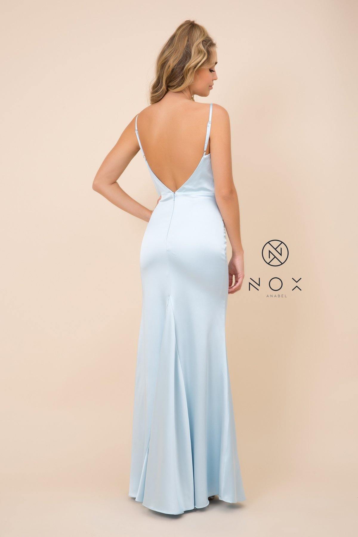 Prom Long Formal Spaghetti Strap Evening Gown - The Dress Outlet Nox Anabel