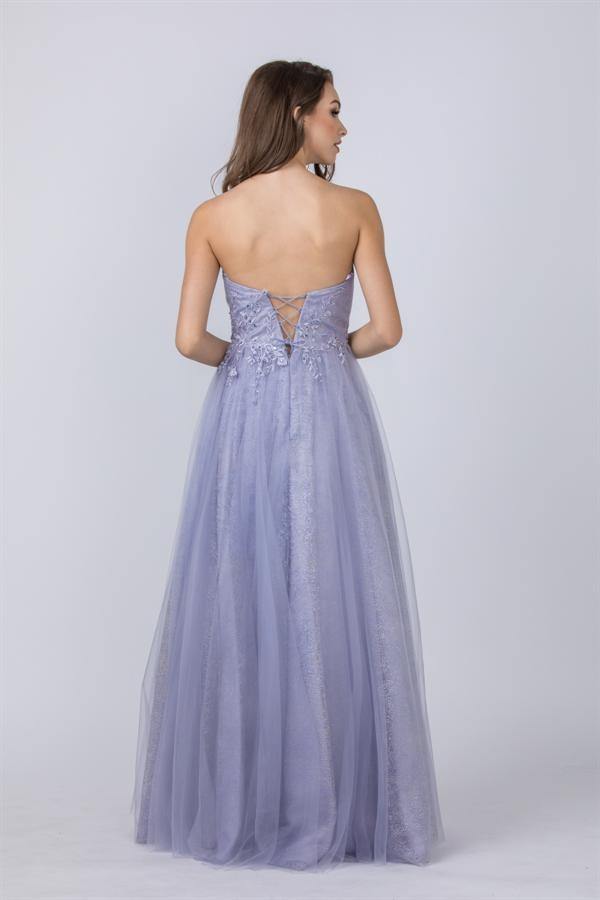 Prom Long Formal Strapless Glitter Evening Gown