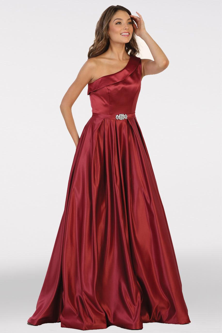 Prom Long Gown Formal Dress One Shoulder - The Dress Outlet May Queen