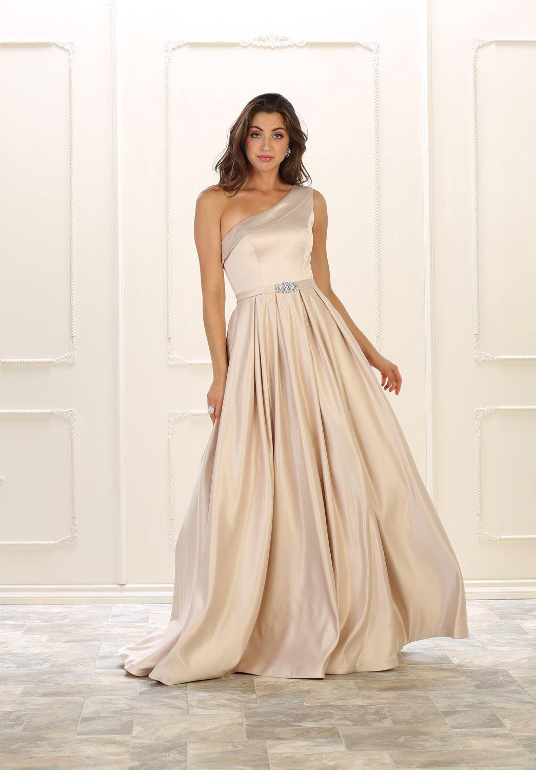 Prom Long Gown Formal Dress One Shoulder - The Dress Outlet May Queen