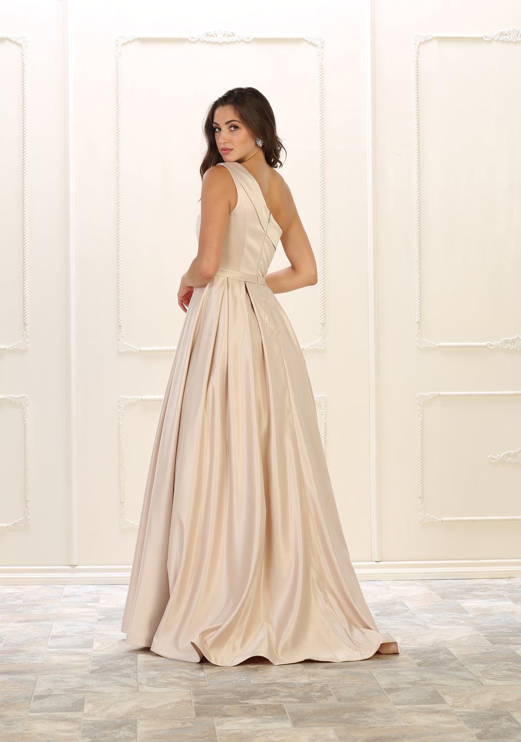 Prom Long Gown Formal Dress One Shoulder - The Dress Outlet May Queen