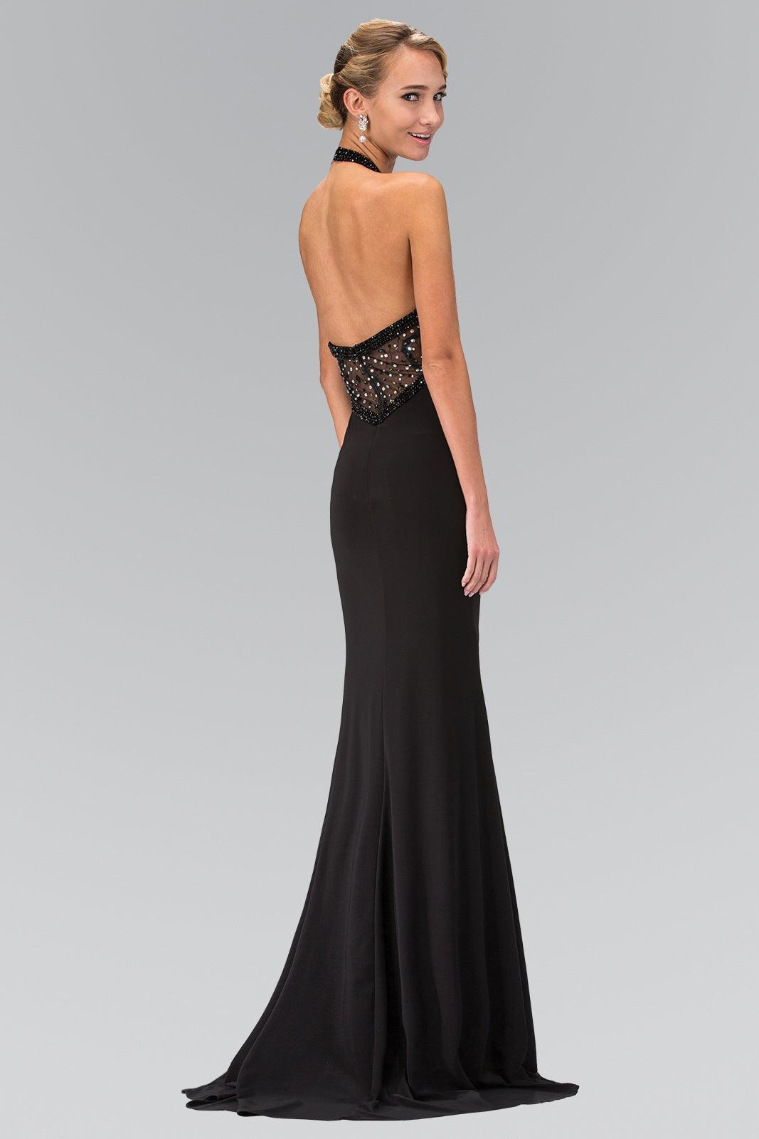 Prom Long Halter Beaded Dress Formal Gown - The Dress Outlet Elizabeth K