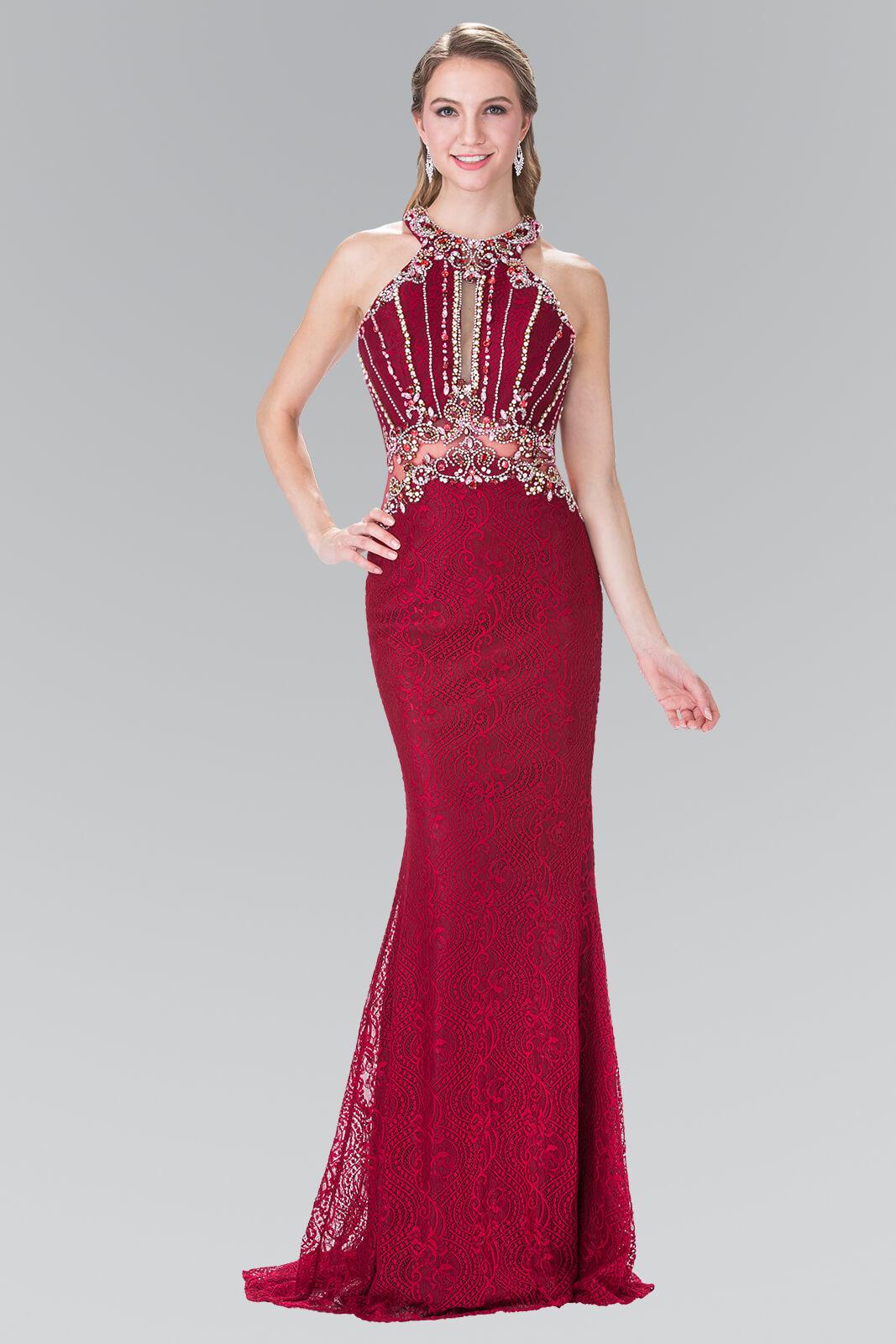 Prom Long Halter Formal Lace Dress