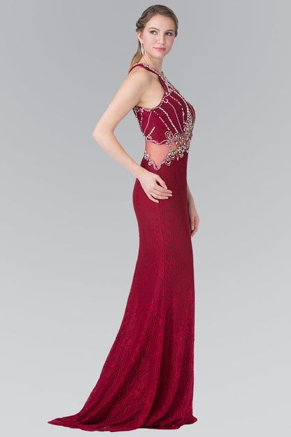 Prom Long Halter Formal Lace Dress - The Dress Outlet Elizabeth K