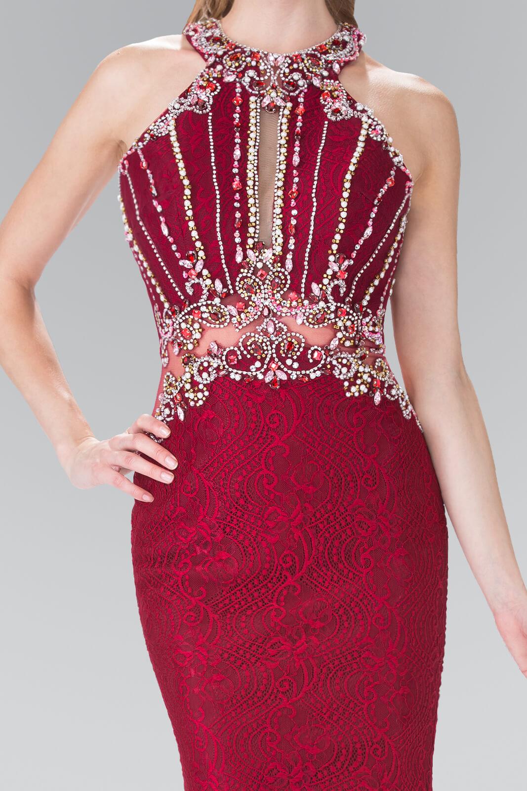 Prom Long Halter Formal Lace Dress