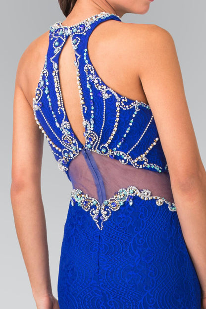 Prom Long Halter Formal Lace Dress - The Dress Outlet Elizabeth K