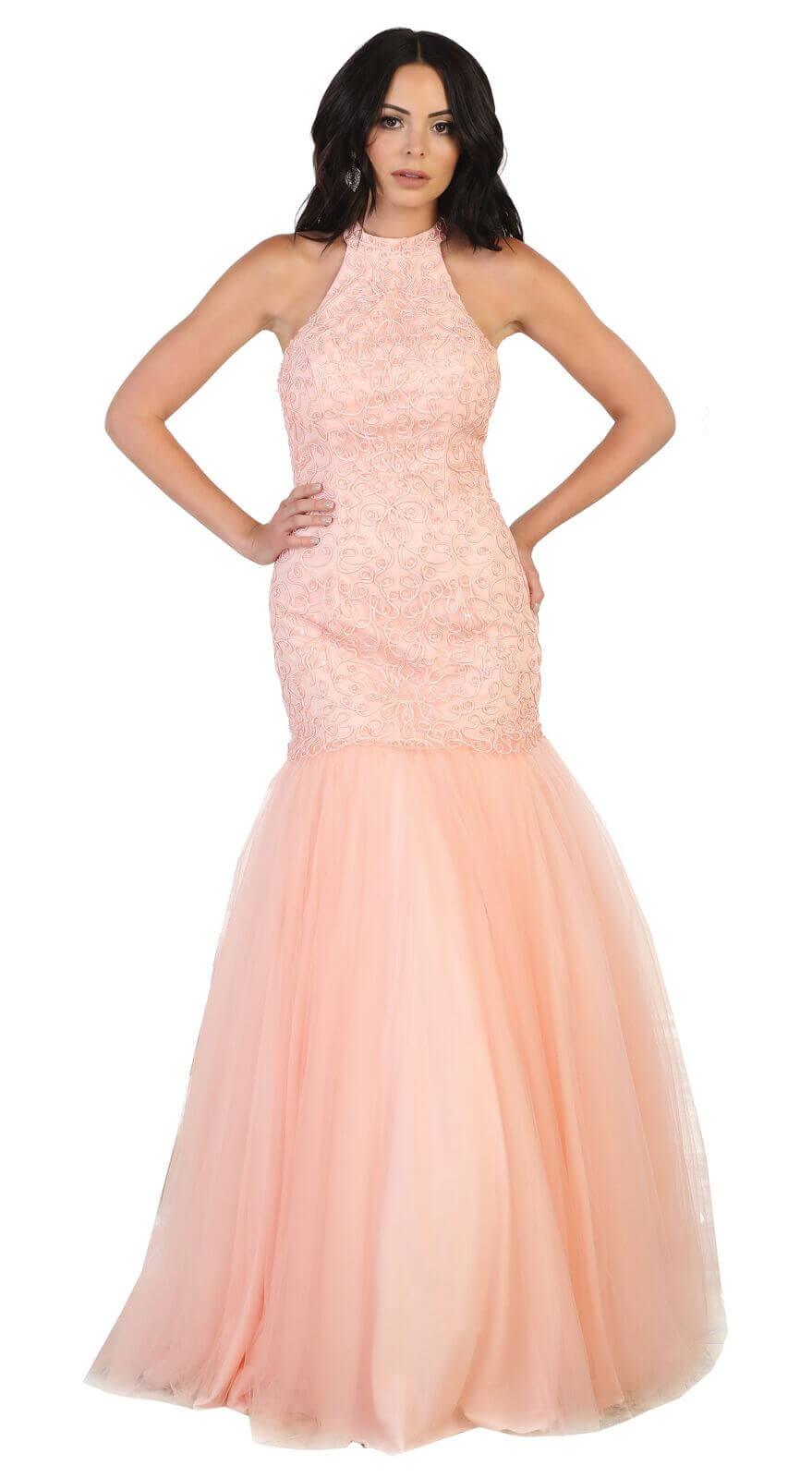 Prom Long Halter Homecoming Mermaid Dress - The Dress Outlet May Queen