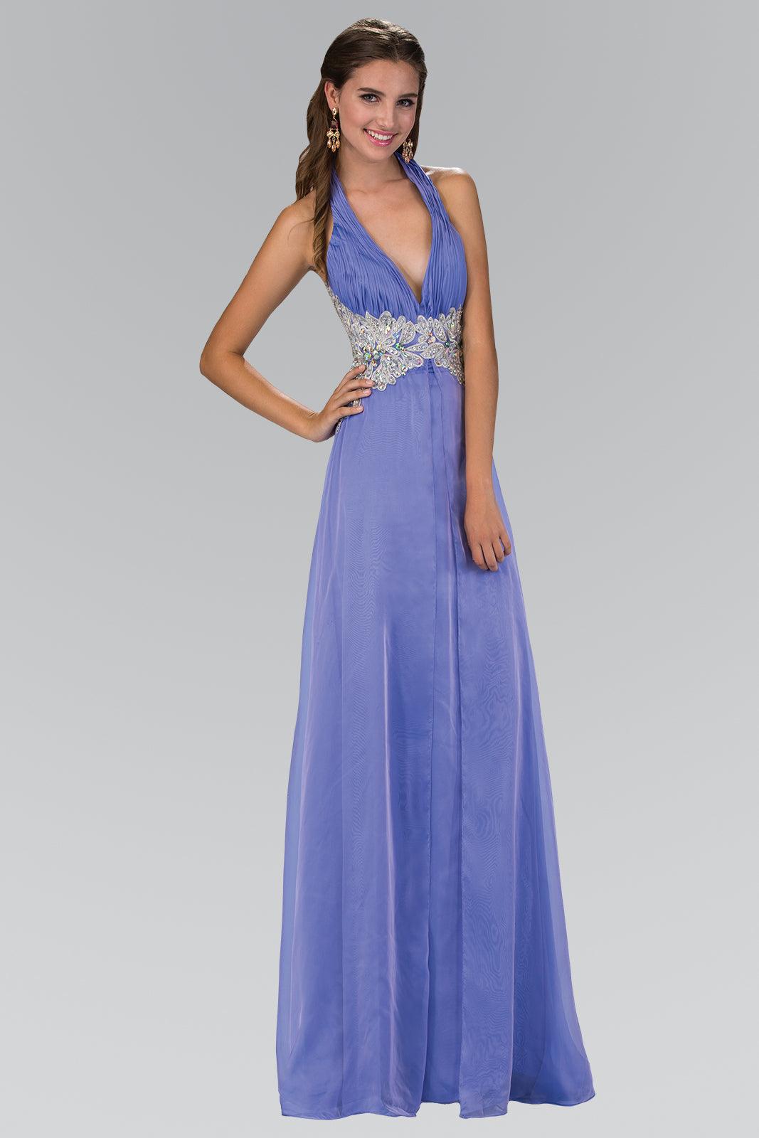GLS Prom Long Halter Neck Chiffon Evening Dress - Lilac - XS - Lace and Jewel Embellishments GLS Prom Long Halter Neck Chiffon Evening Dress - Lilac - XS - Lace and Jewel Embellishments