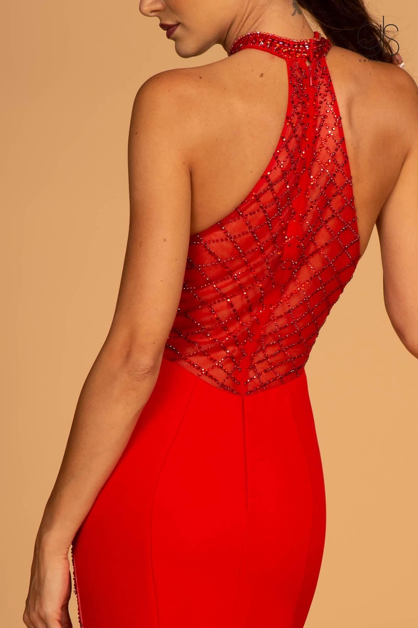 Prom Long Halter Plus Size Formal Evening Red Dress - The Dress Outlet Elizabeth K