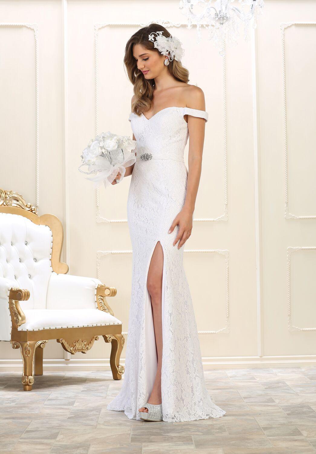 Prom Long Lace Plus Size Dress Formal Gown Off Shoulder - The Dress Outlet May Queen