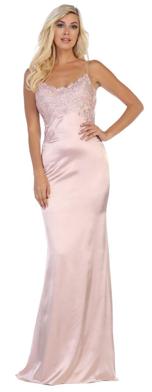 Prom Long Lace Satin Skirt Dress Open Back