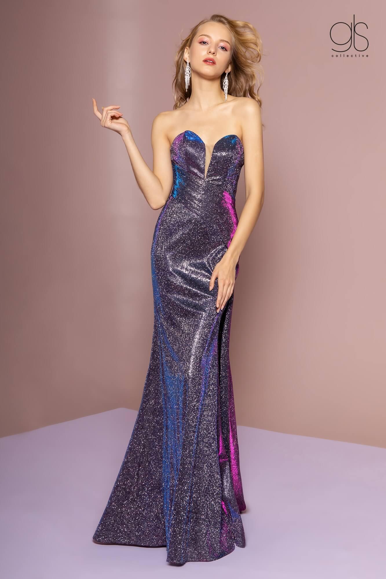 Prom Long Metallic Formal Homecoming Gown - The Dress Outlet Elizabeth K