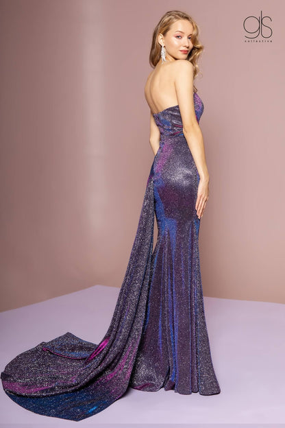 Prom Long Metallic Formal Homecoming Gown - The Dress Outlet Elizabeth K