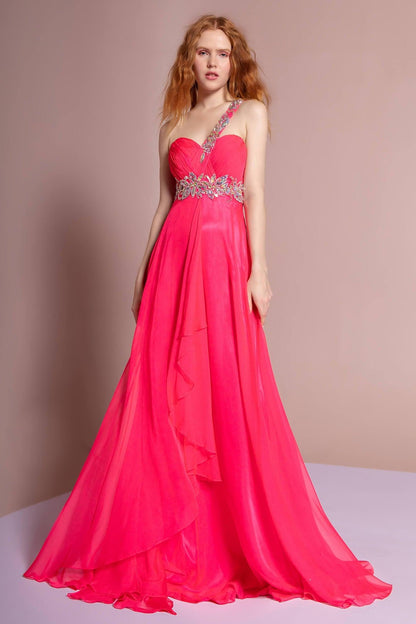Prom Long One Shoulder Chiffon Formal Dress - The Dress Outlet Elizabeth K