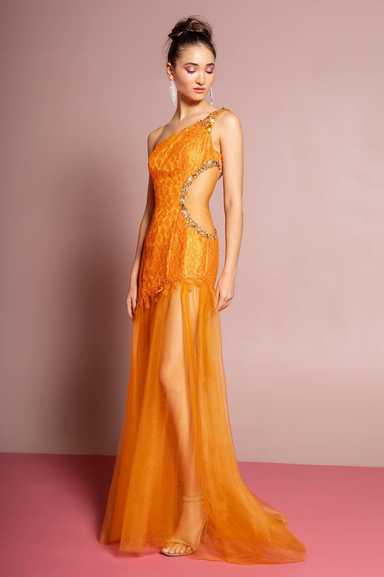 Prom Long One Shoulder Side Out Formal Dress - The Dress Outlet Elizabeth K