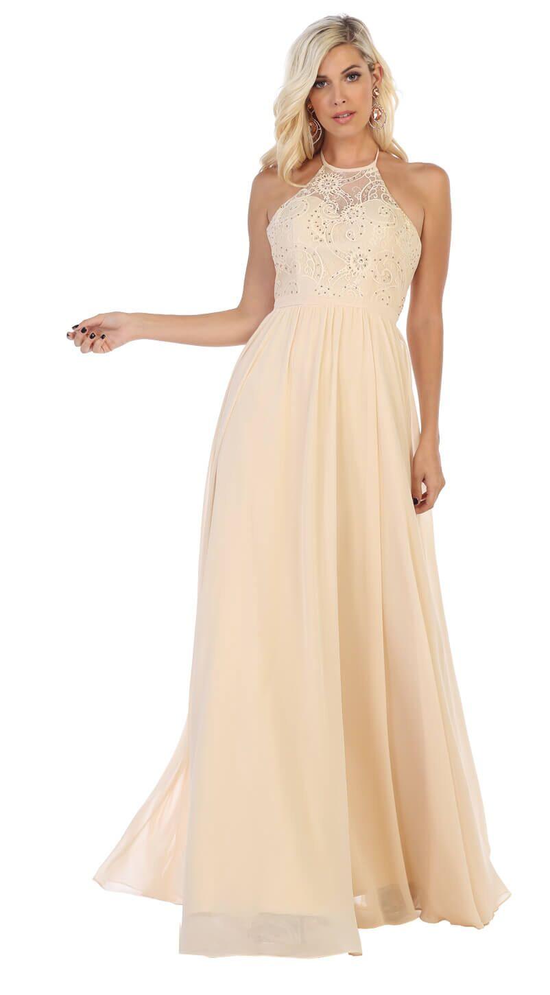 Prom Long Simple Bridesmaids Formal Dress - The Dress Outlet May Queen