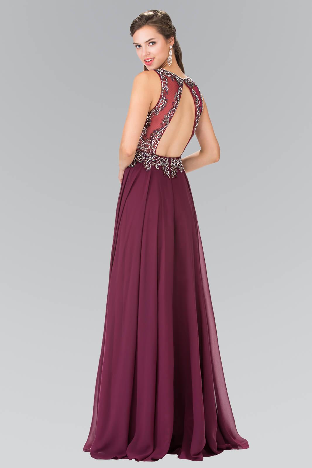 Prom Long Sleeveless Beaded Chiffon Evening Dress - The Dress Outlet Elizabeth K