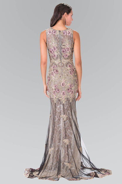 Prom Long Sleeveless Formal Floral Evening Dress - The Dress Outlet Elizabeth K