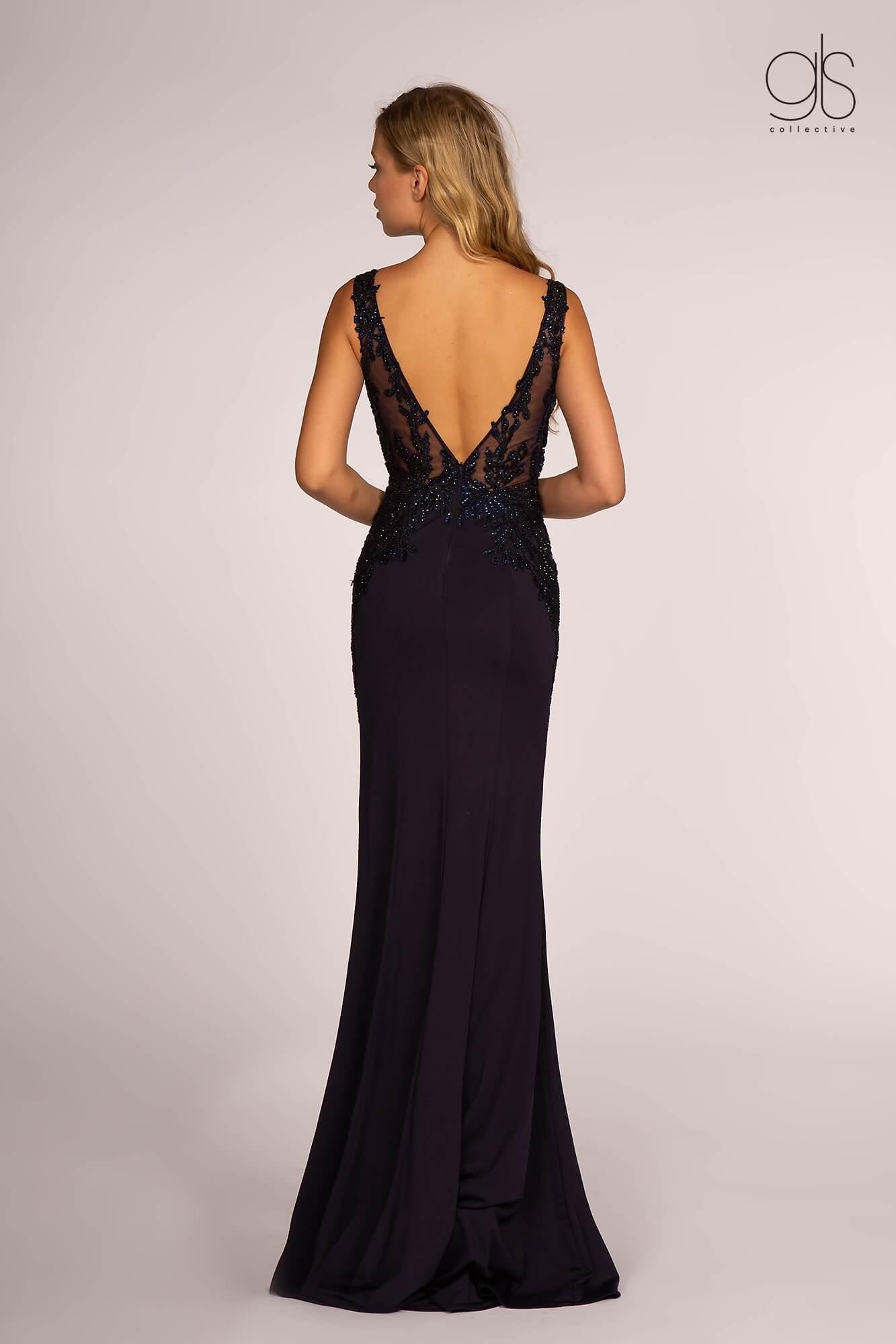 Prom Long Sleeveless V-Neck Evening Formal Dress - The Dress Outlet Elizabeth K