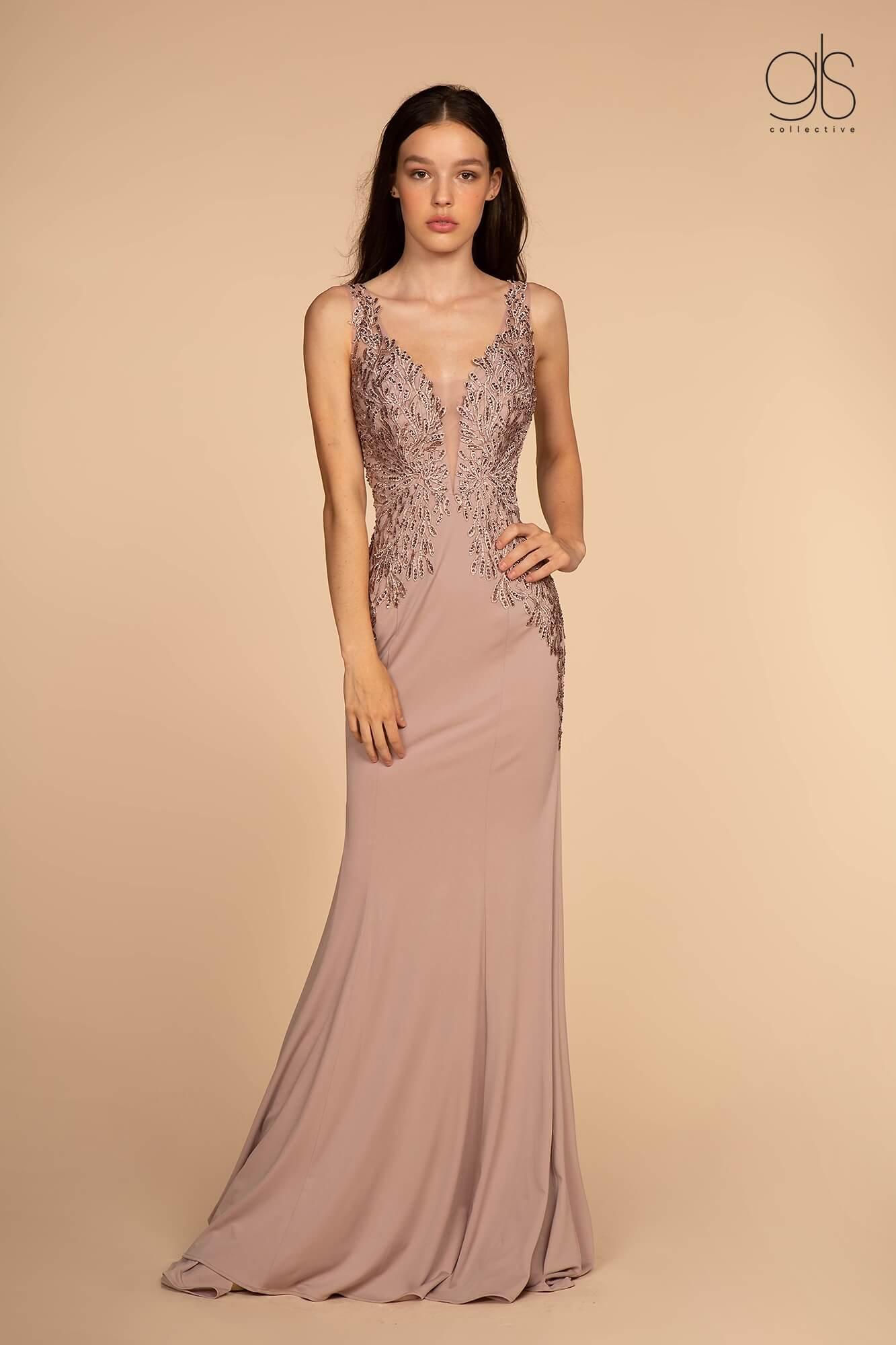 Prom Long Sleeveless V-Neck Evening Formal Dress - The Dress Outlet Elizabeth K