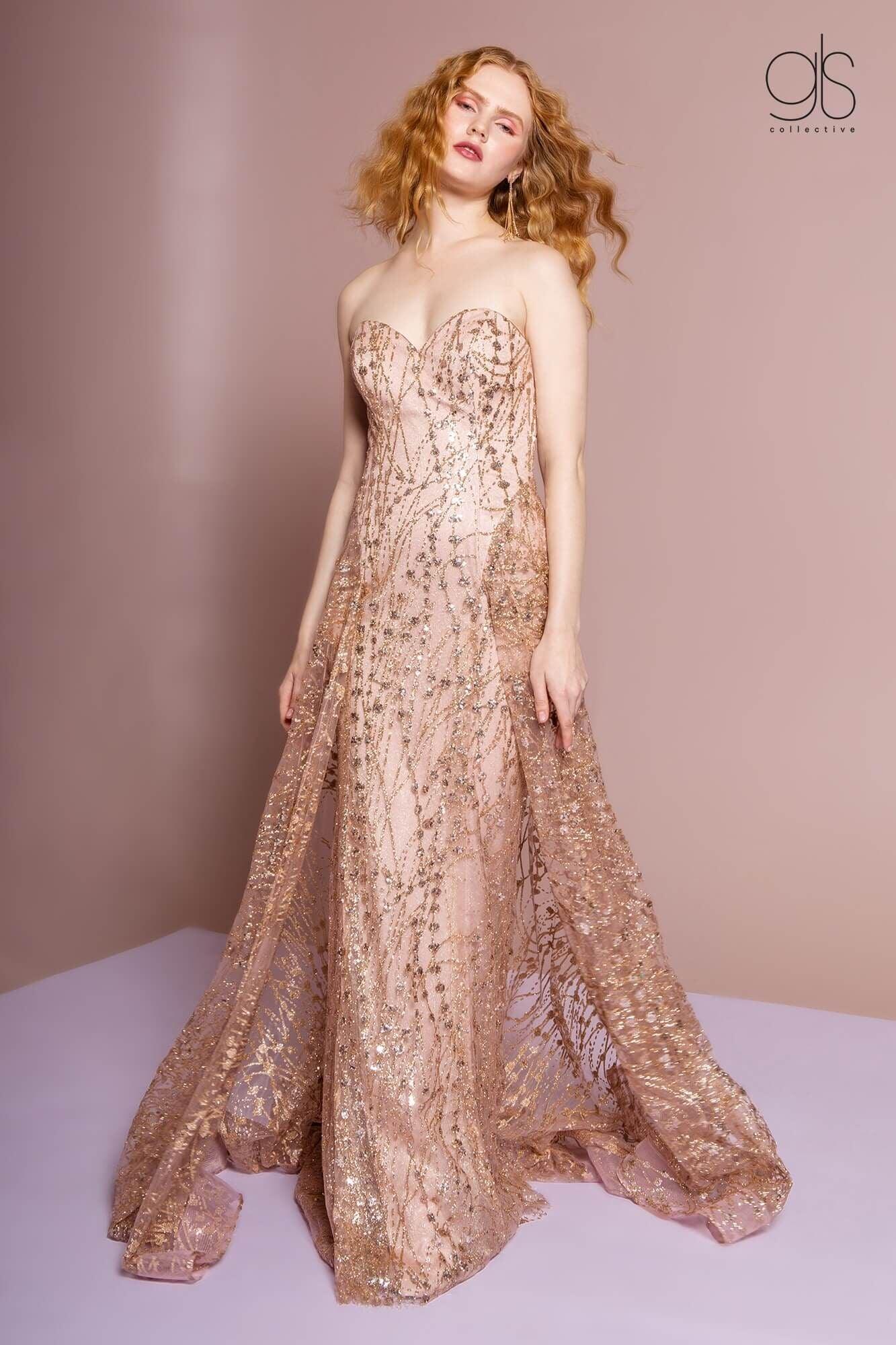 Prom Long Strapless Beaded Evening Dress - The Dress Outlet Elizabeth K