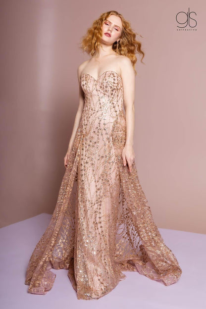 Prom Long Strapless Beaded Evening Dress - The Dress Outlet Elizabeth K