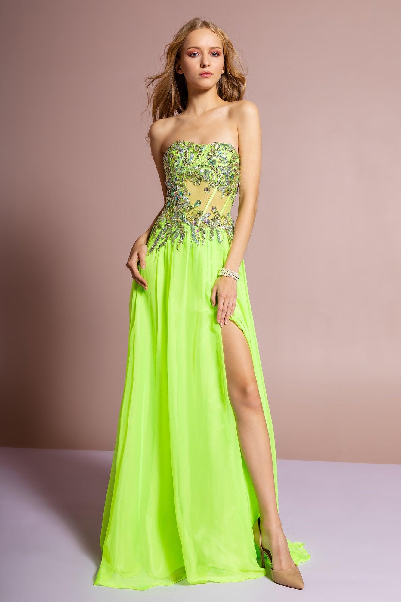 Prom Long Strapless Chiffon Dress Evening Gown
